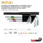 SUPER BALL WRENCH หกเหลี่ยมหัวบอลสีขาว 9 อันชุด WISE รุ่น SB-1000-1.5-10 มิล