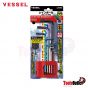 Rainbow L Type Wrench (9 pc. Set) หกเหลี่ยมบอลยาวชุด 9 ชิ้น Vessel รุ่น 8909BP