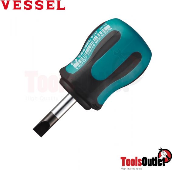 MEGADORA Stubby Screwdriver ไขควงหัวโต (แบน) Vessel model 920-6x25 #125752