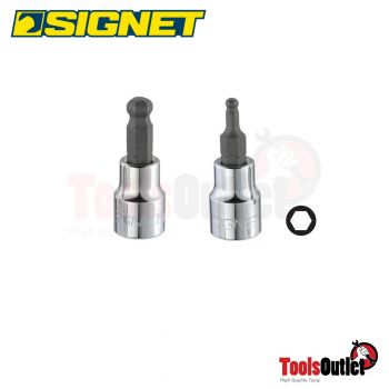 3/8” BALL POINT HEX BIT SOCKET บ๊อกซ์เดือยโผล่หัวยาว 48 มม. 3/8” - หกเหลี่ยม SIGNET