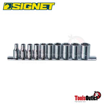 ลูกบ๊อกซ์ 6 เหลี่ยม SQ. 1/4” ชุด 4-13 มม.1/4” 10PC SOCKET SET SIGNET #11331V