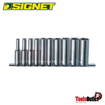 ลูกบ๊อกซ์ยาว 6 เหลี่ยม SQ.1/4” ชุด 4-13 มม. 1/4” 10PC 6PT DEEP SOCKET SET SIGNET #11431V