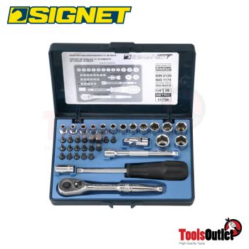 1/4” 24PCS SOCKET SET MM W/11594 IN BLOW MOLD CASE บ๊อกซ์ ชุด 24อัน/ชุด SIGNET #11724