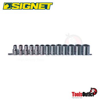 1/2” 13PC SET 10-24MM 12PT SOCKET SET IN RAIL EXCEPT ลูกบ๊อกซ์ 12 เหลี่ยม 1/2” 12อัน/ชุด SIGNET #13393