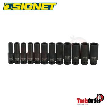 3/8" DR. 12 PC MM DEEP IMPACT SOCKET SET (8-19 MM.) บ็อกซ์ลามยามชุด 12 อัน SQ.3/8" 8-19 มม. SIGNET #22293