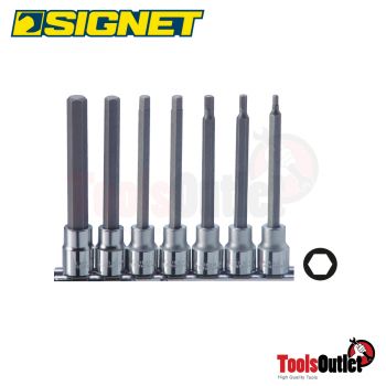 3/8” 7 PC HEX BIT SOCKET SET (2.5-3 ~ 6-8-10 MM.) บ๊อกซ์เดือยโผล่ 3/8” ชุด 7 อัน (2.5-10มม.) SIGNET #22620