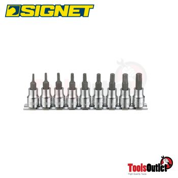 3/8” 9PC TORX BIT SOCKET SET (TX10-50), 48MML ชุดบ๊อกซ์เดือยโผล่หัว TORX ยาว 48 มม. 3/8” SIGNET #22967V