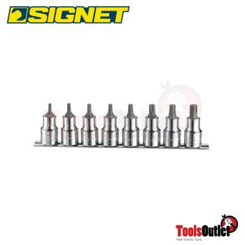 1/2” 8PC TORX BITS SOCKET SET (ON RAIL) ชุดบ๊อกซ์เดือยโผล่หัว TORX 55 มม. 1/2” 8 อัน SIGNET #23874