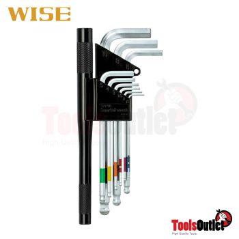 SUPER BALL WRENCH หกเหลี่ยมหัวบอลสีขาว 9 อันชุด WISE รุ่น SB-1000-1.5-10 มิล