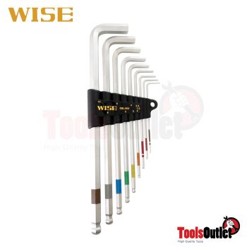 SUPER BALL WRENCH หกเหลี่ยมหัวบอลสีขาว9อันชุด WISE รุ่น SBL-900 1.5-10 มิล