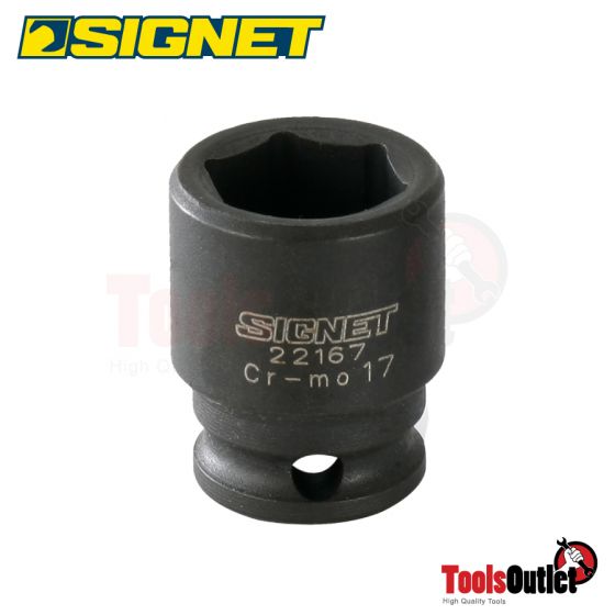 3/8" DR. 17 MM. IMPACT SOCKET ลูกบ็อกซ์ลม 6 เหลี่ยม SQ. 3/8" ขนาด 17 มม. SIGNET #22167