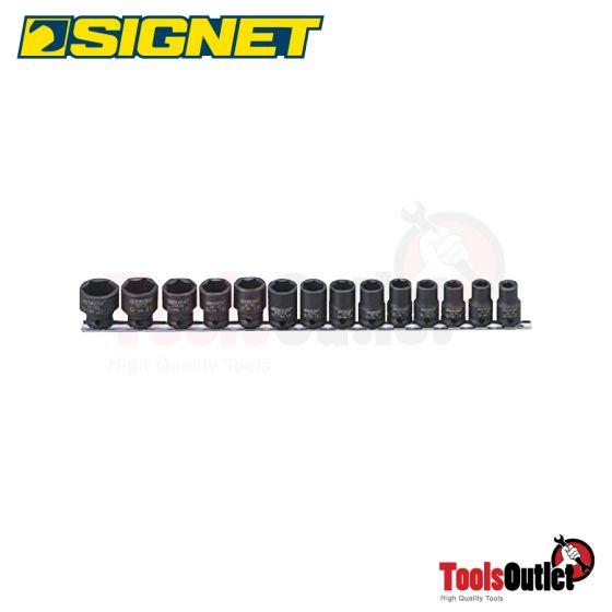 3/8" DR. 14 PC MM IMPACT SOCKET (8-19,21,22 MM.) บ็อกซ์ลมชุด 14 อัน SQ.3/8" 8-19,21,22 มม. SIGNET #22196