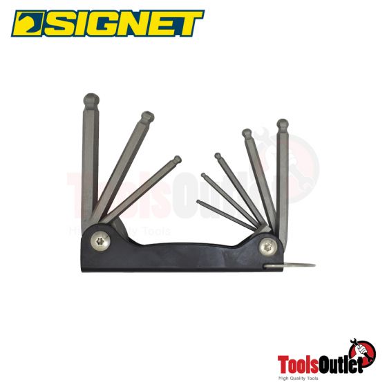 8 PC FOLDING BALL POINT HEX KEY SET ประแจหกเหลี่ยมหัวบอลแบบพับเก็บได้ 8 อัน SIGNET #36282