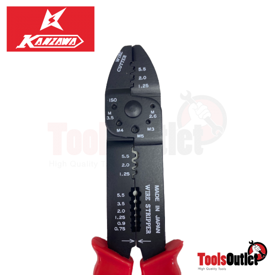 Crimping Pliers คีมย้ำหางปลาตัด-ปอกสายไฟ Kanzawa รุ่น 600-A