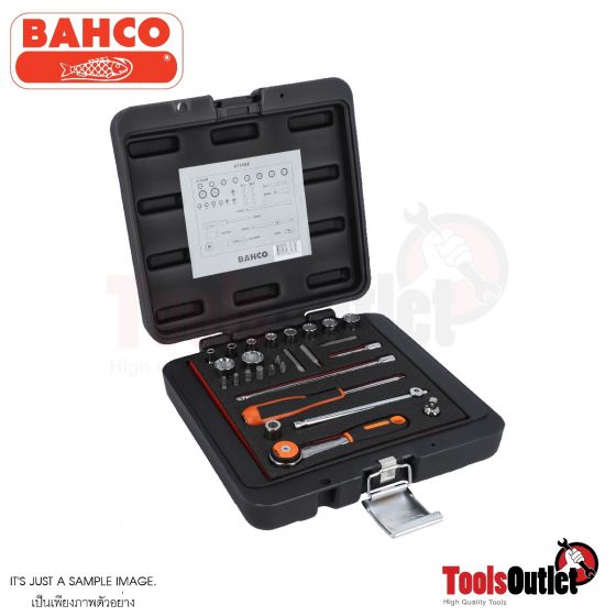 1/4" Square Drive Socket Set with Metric Hex Profile and Round Head Ratchet/Spinner Handle บ๊อก27อันชุดรู1/4"-6เหลี่ยม ขนาด 4-14 มิล BAHCO รุ่น 6715GE
