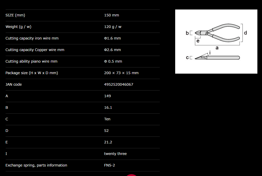 คีมตัดลวด 460S-150 table