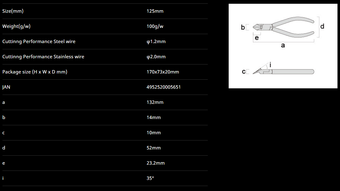 คีมปอกสายไฟ ตัดสายไฟ 505-125 table