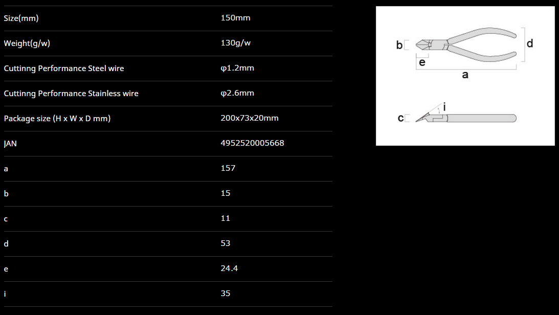 คีมปอกสายไฟ ตัดสายไฟ 505-150 table